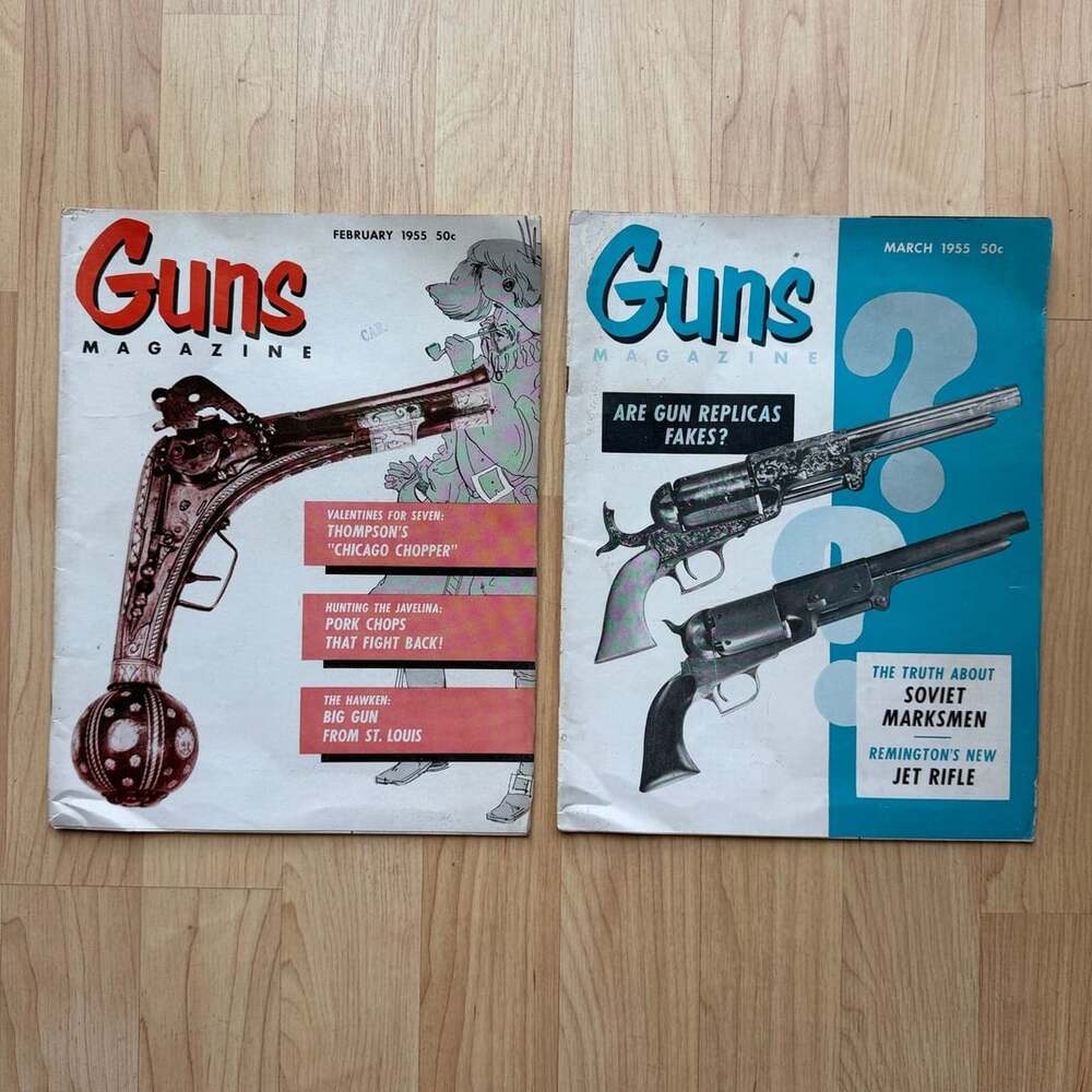 Guns Magazine February 1955 & March 1955 Lot of 2 Vintage Firearms Magazines